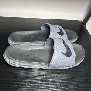 Nike Benassi Solarsoft Men's Size 15 Slides Sandals Grey Black 705474-090